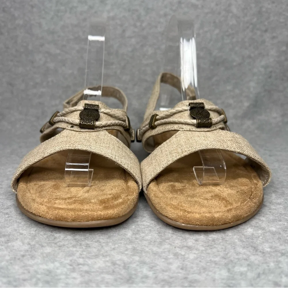 Minnetonka Womens 8 Wide Silvie Slingback Sandals Western Boho Natural Vegan New - Picture 2 of 12